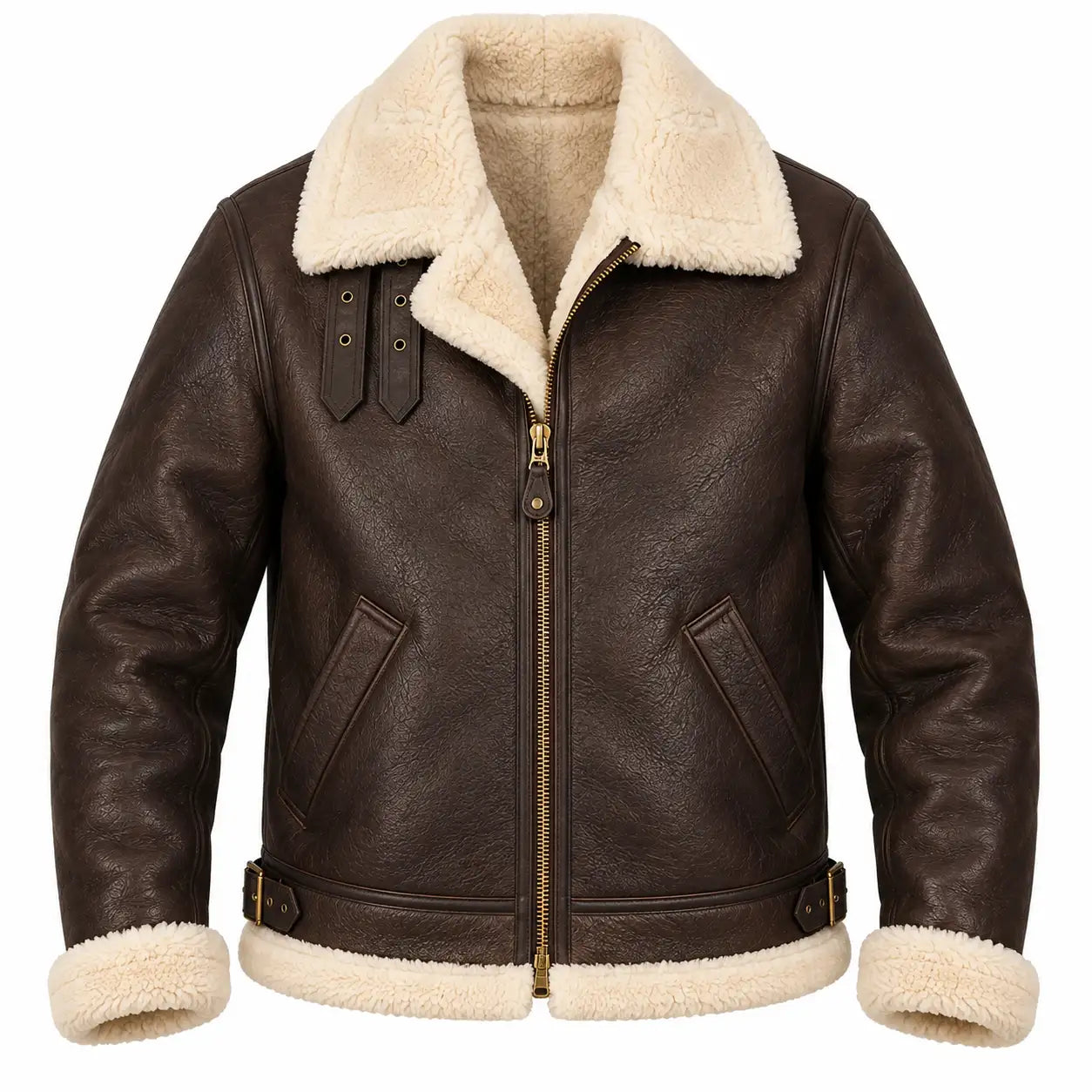 Sowachi Men's Brown Aviator B3 Bomber Leather Jacket