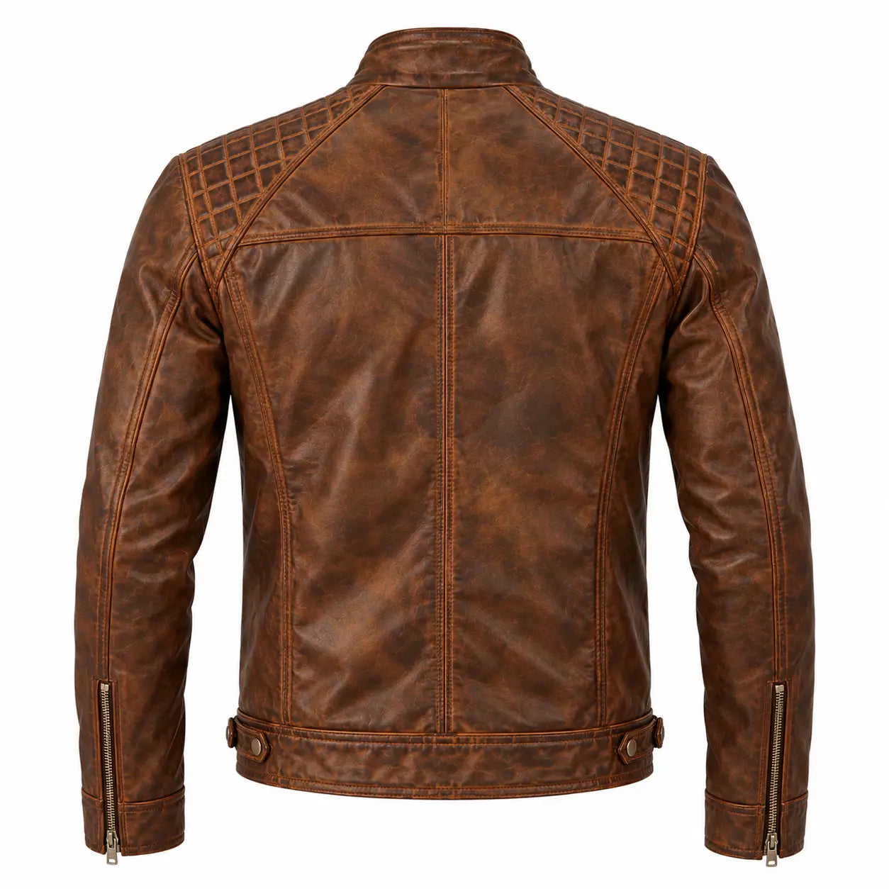 Sowachi Alex - Men Distressed Brown Cafe Racer Leather Jacket