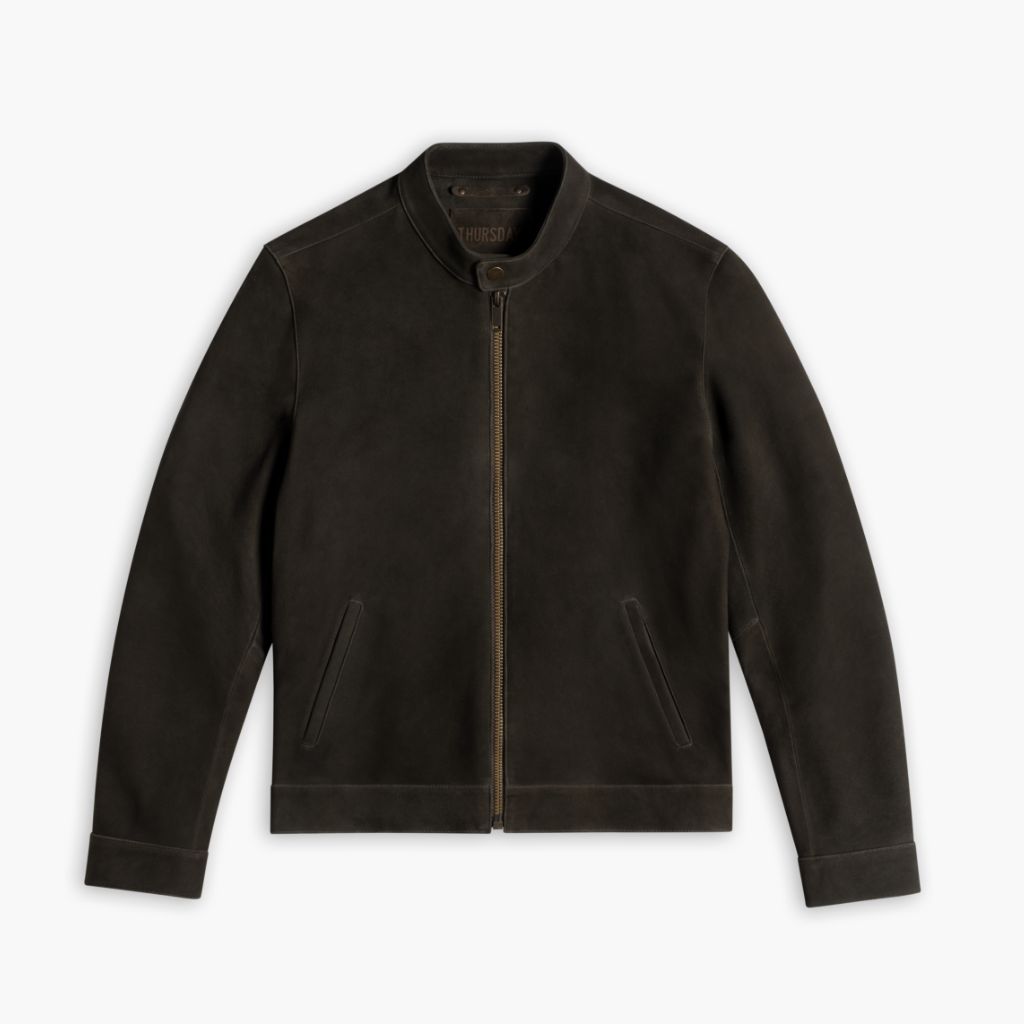 Sowachi Racer Jacket | Dark Olive Suede