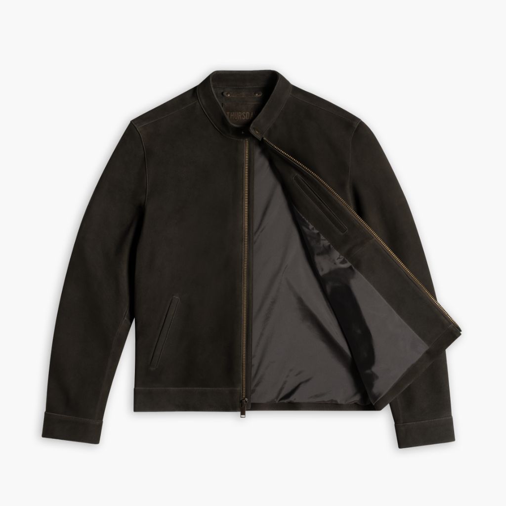 Sowachi Racer Jacket | Dark Olive Suede