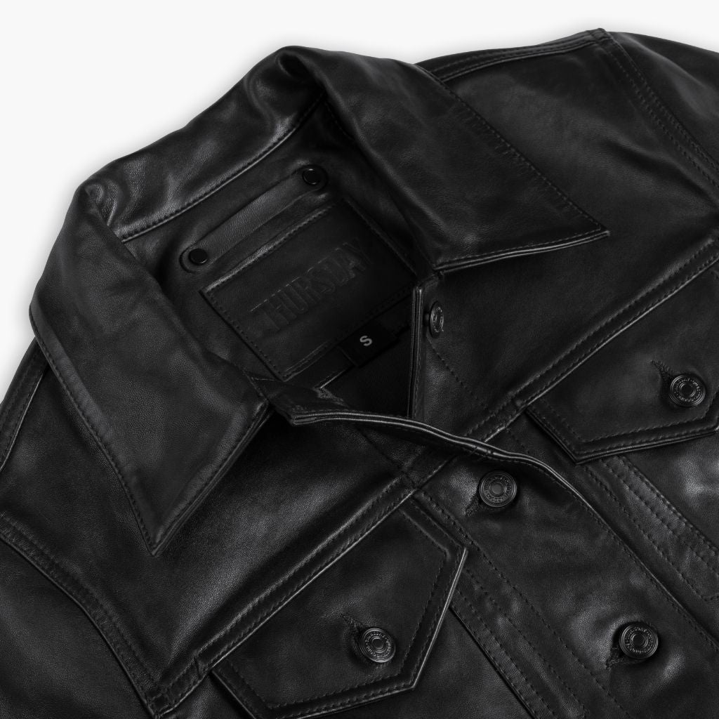 Sowachi Leather Trucker Jacket | Black