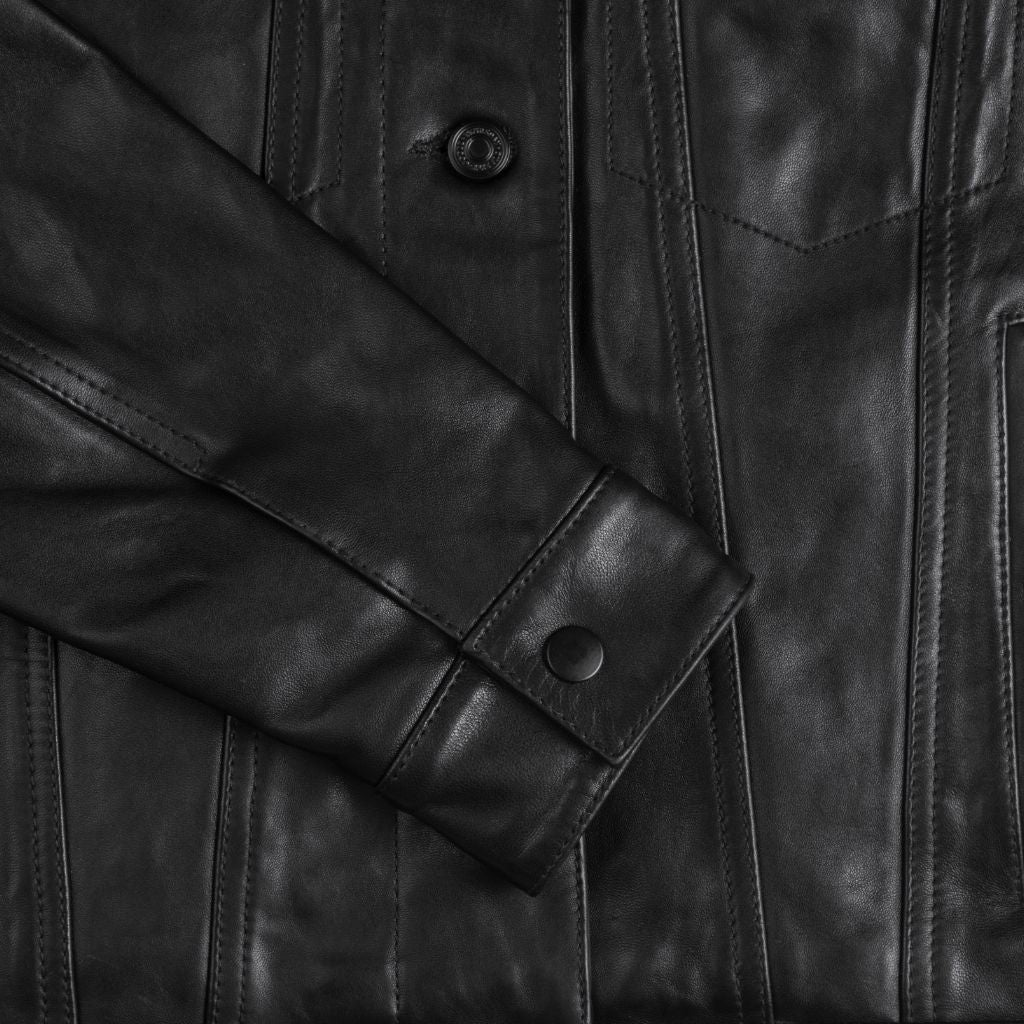 Sowachi Leather Trucker Jacket | Black