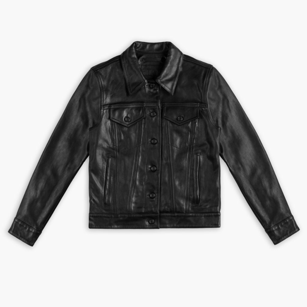 Sowachi Leather Trucker Jacket | Black