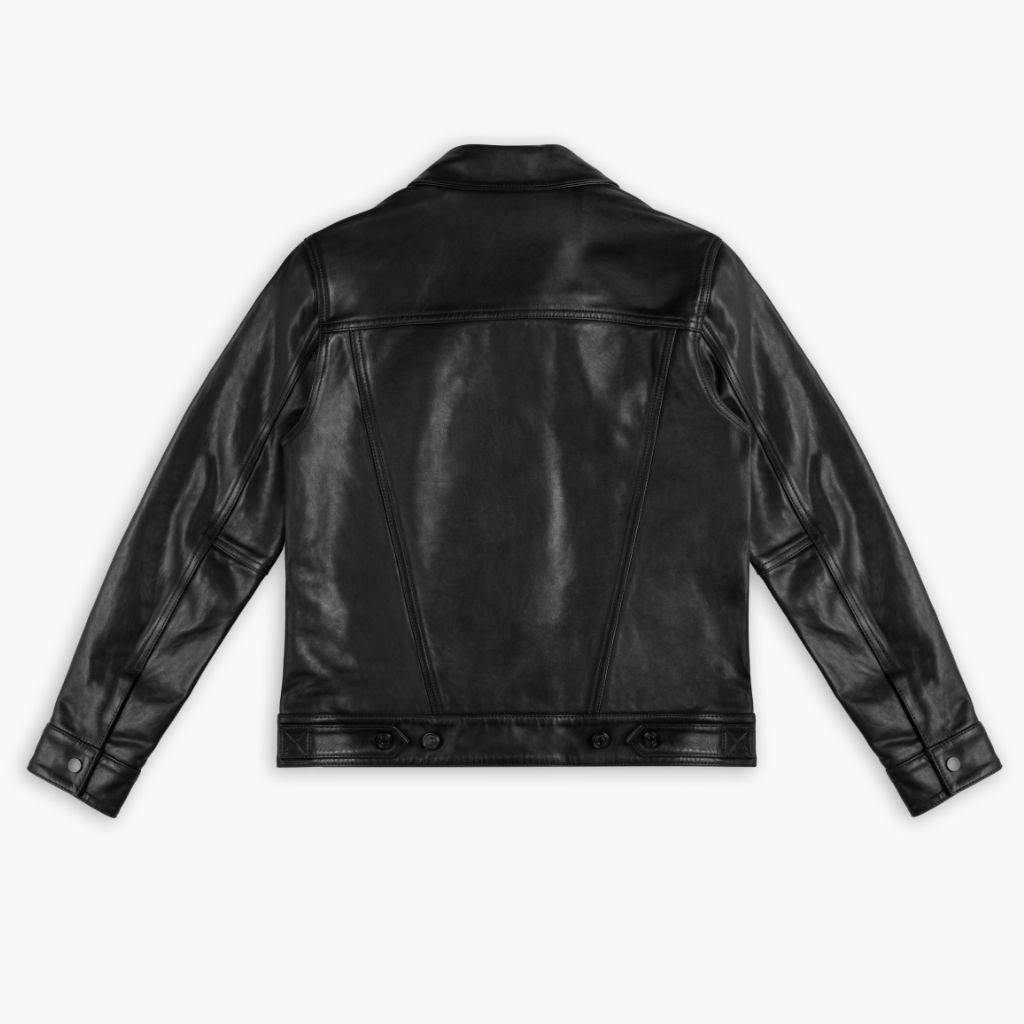 Sowachi Leather Trucker Jacket | Black