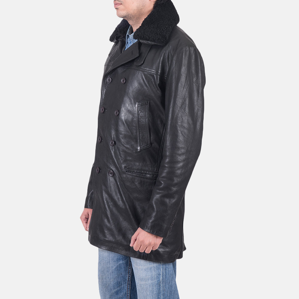 Sowachi Pierce Shearling Black Leather Jacket