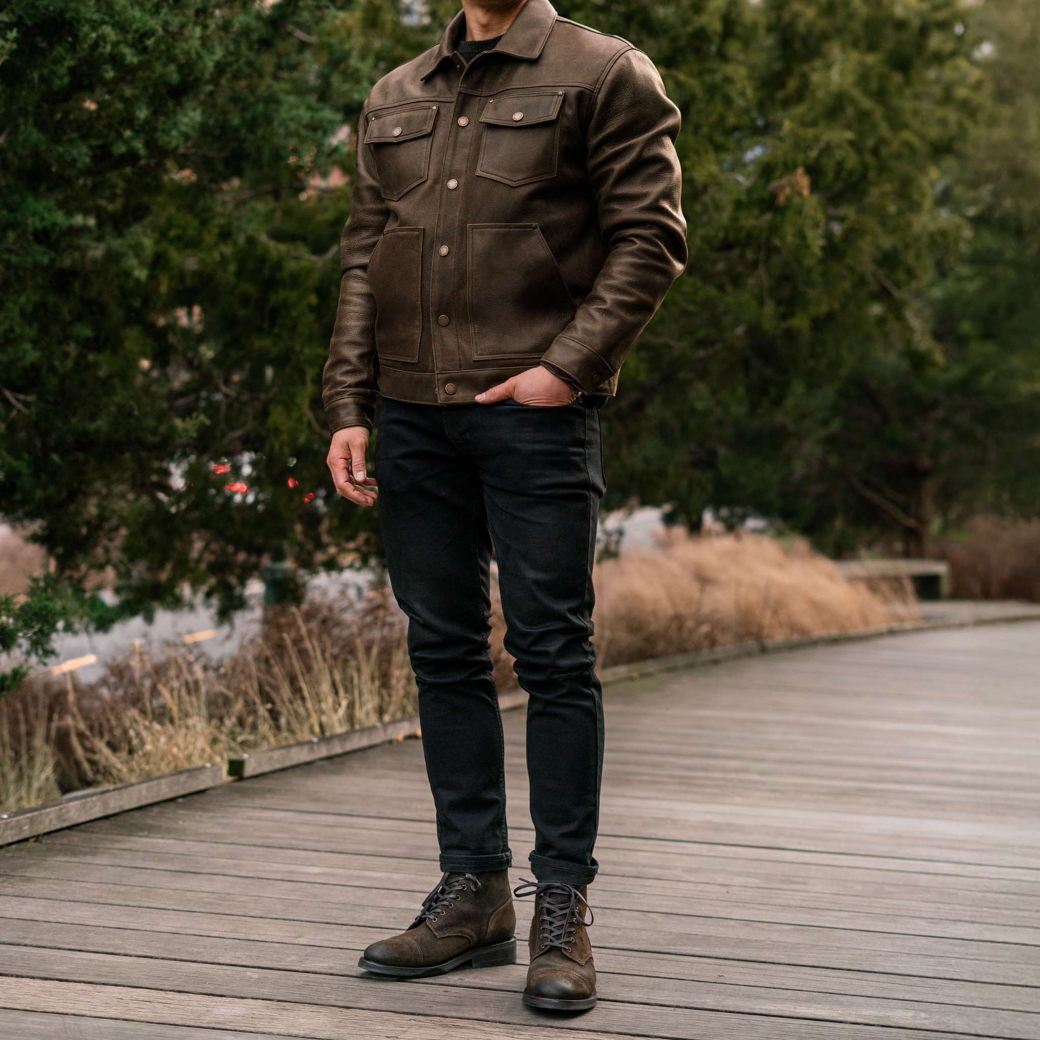 Sowachi Roughout Cruiser Jacket | Dark Olive