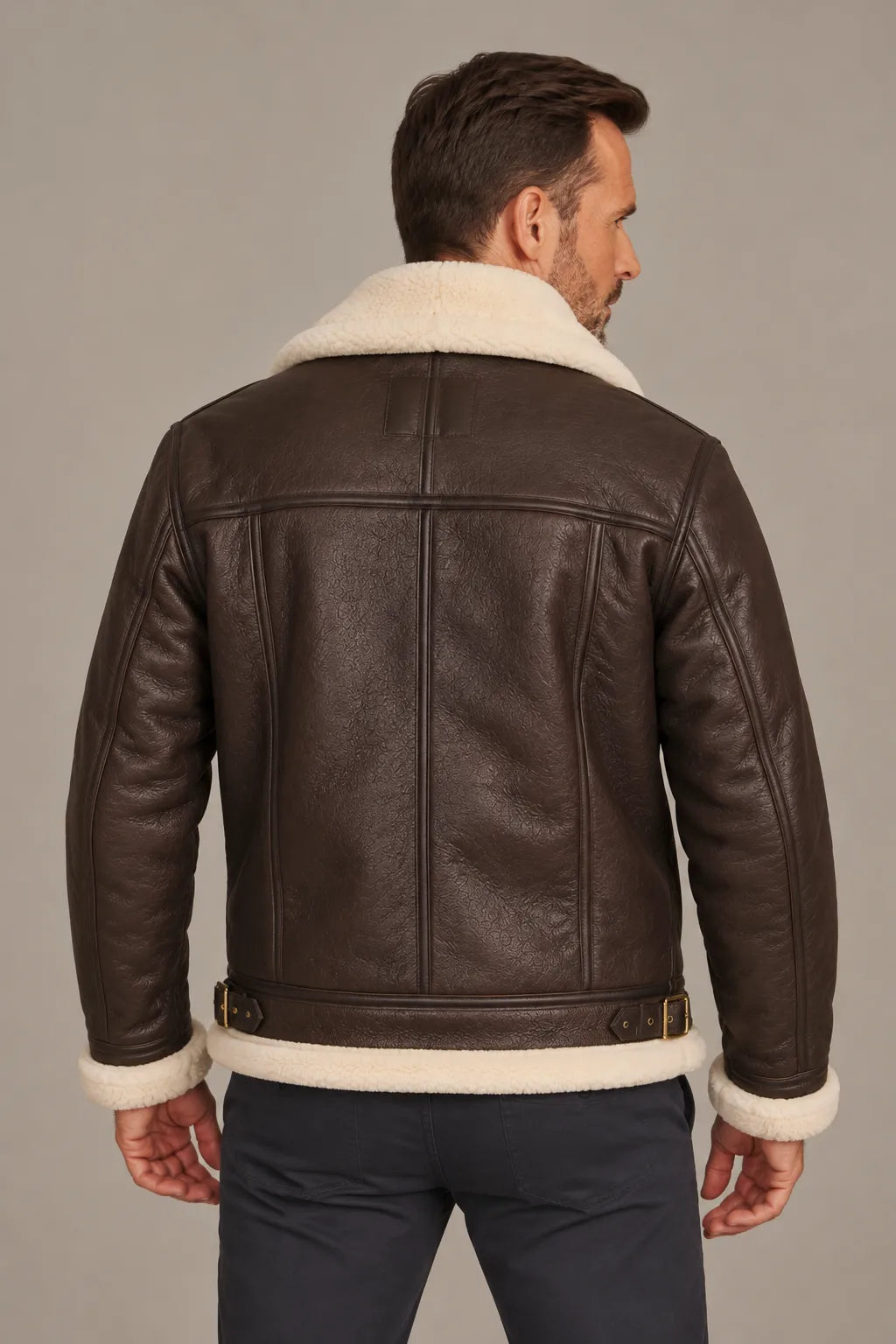 Sowachi Men's Brown Aviator B3 Bomber Leather Jacket