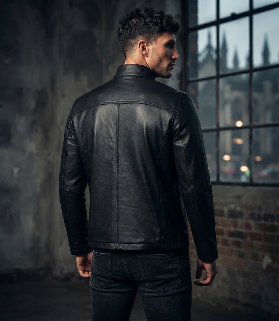 Sowachi Men's Biker Style Black Leather Jacket