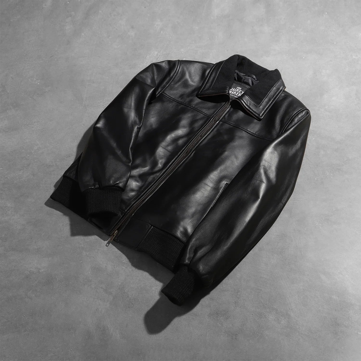 Sowachi Air Rolf Black Leather Bomber Jacket
