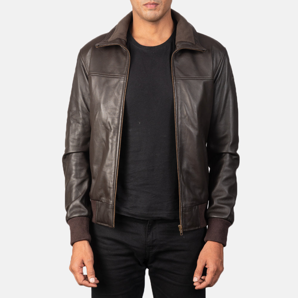 Sowachi Air Rolf Brown Leather Bomber Jacket