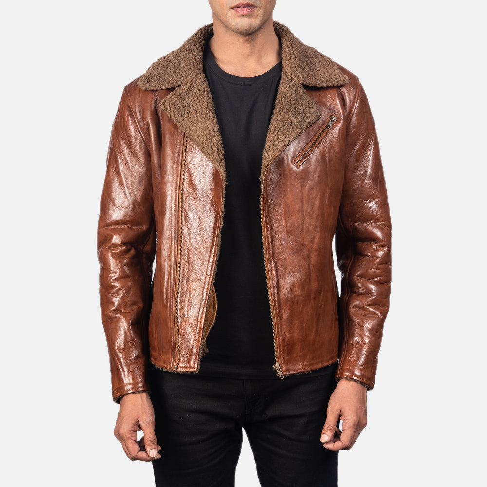 Sowachi Alberto Shearling Brown Leather Jacket