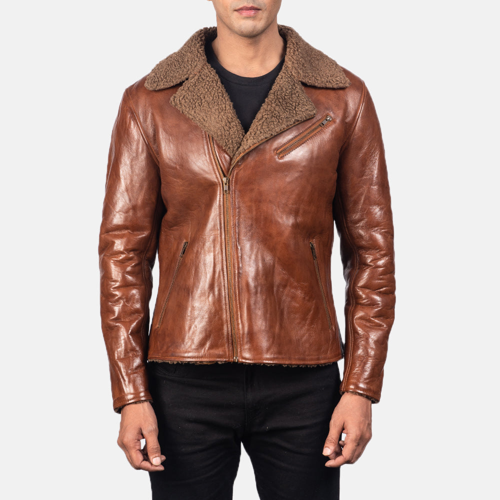 Sowachi Alberto Shearling Brown Leather Jacket