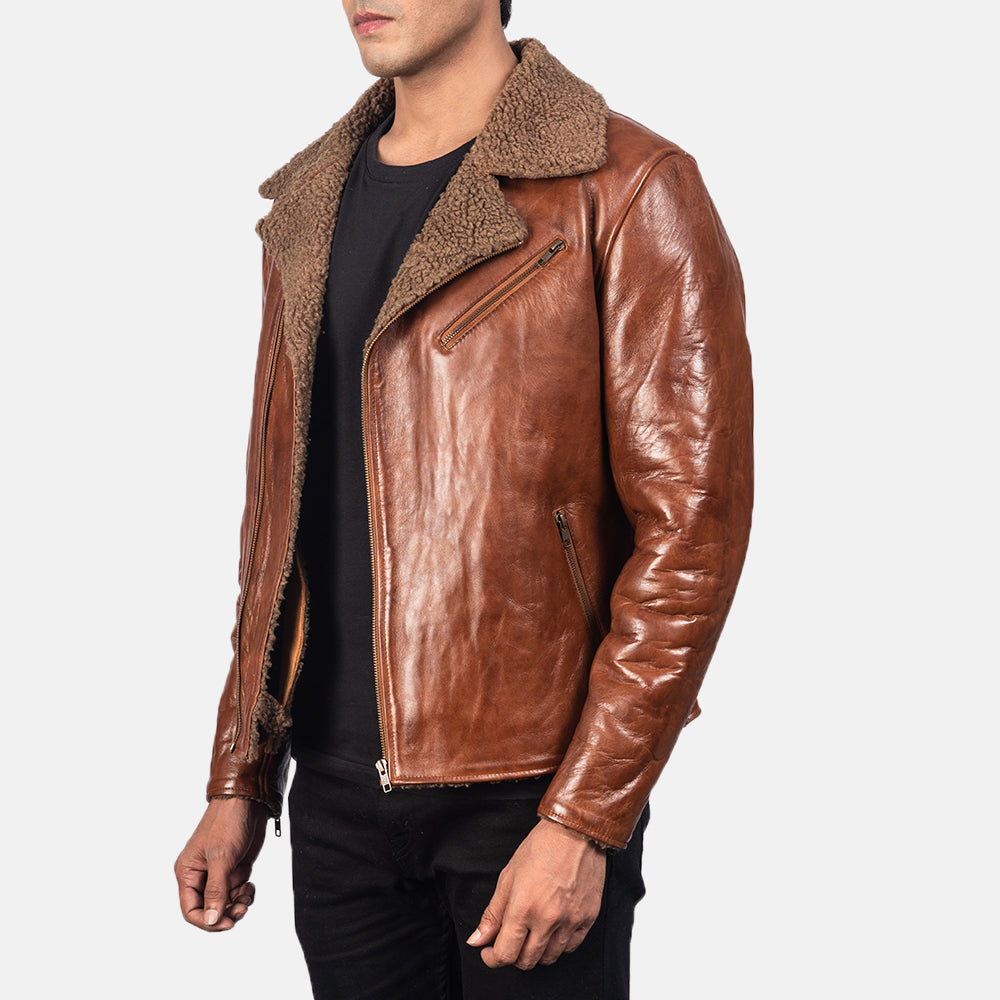 Sowachi Alberto Shearling Brown Leather Jacket