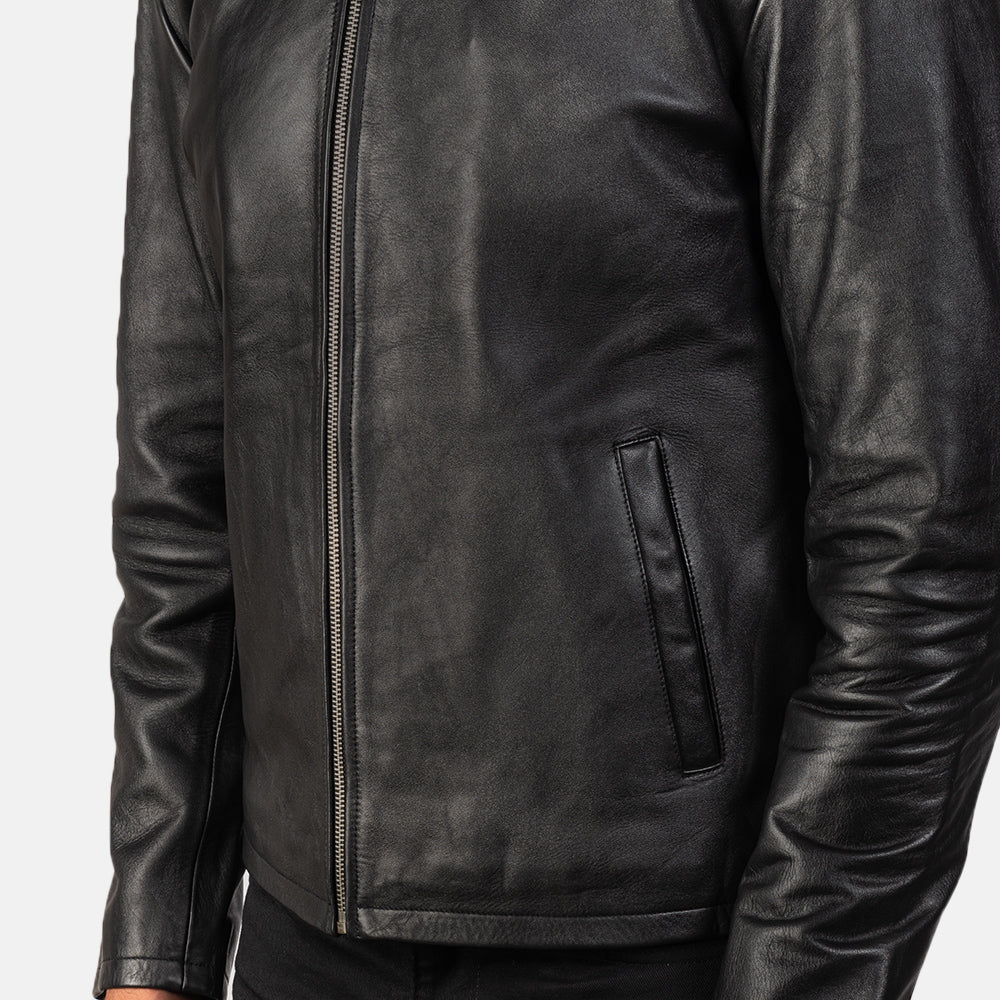 Sowachi Alex Black Leather Biker Jacket