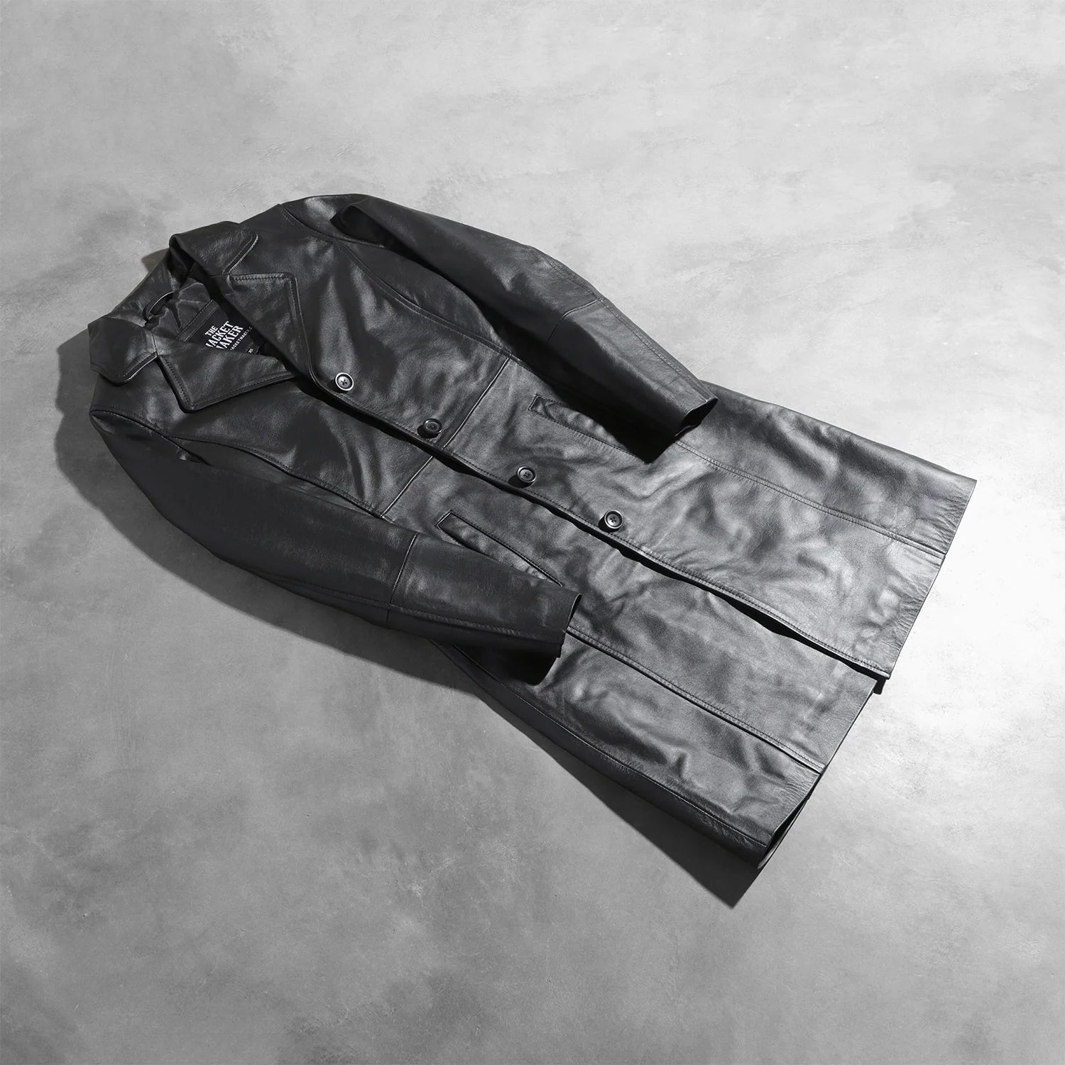 Sowachi Alexis Black Single Breasted Leather Coat