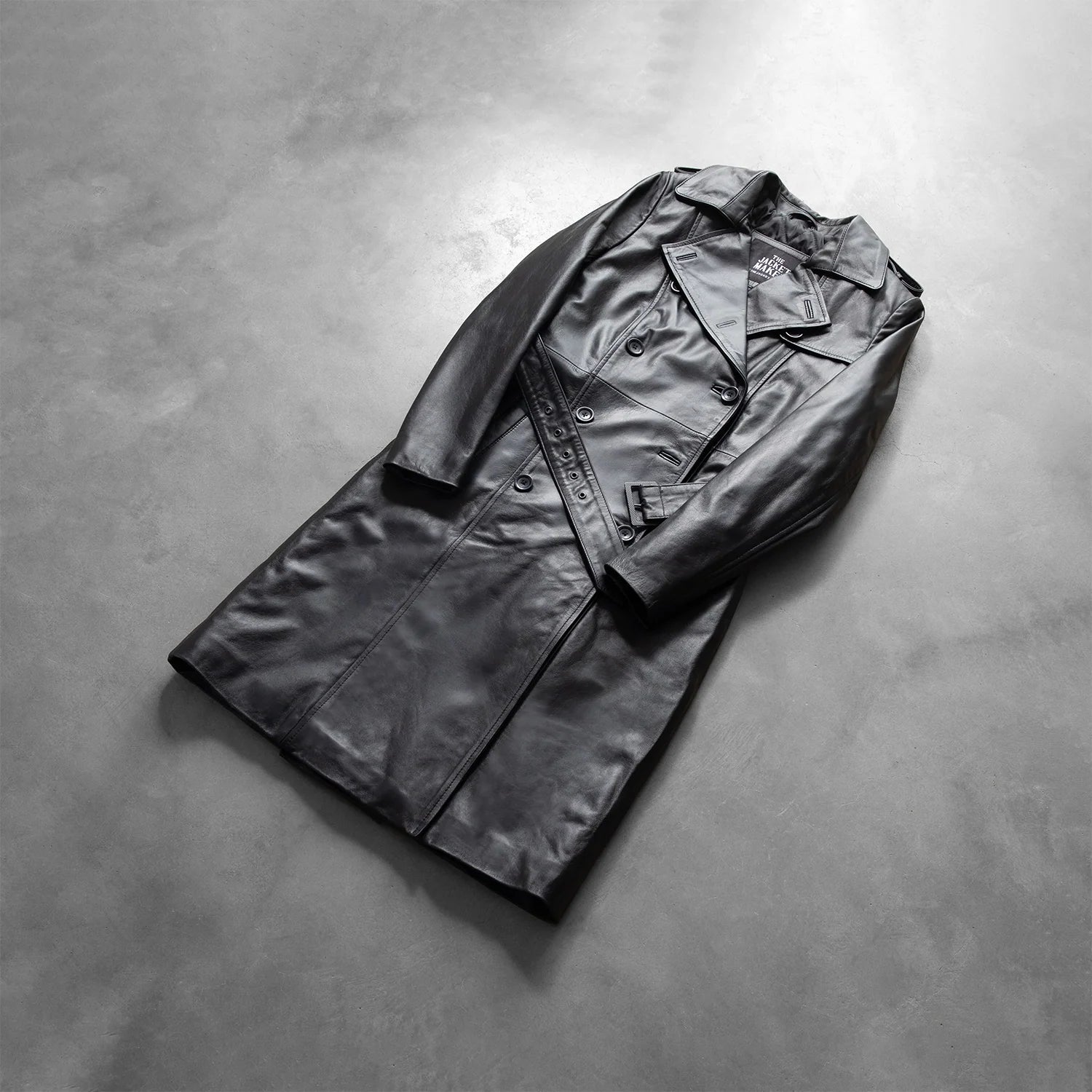 Sowachi Alice Black Double Breasted Leather Coat