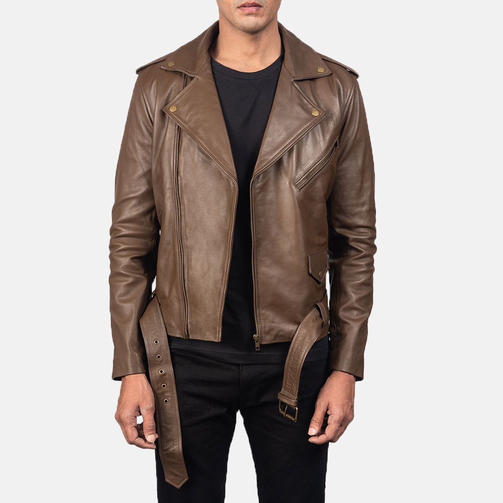 Sowachi Allaric Alley Mocha Leather Biker Jacket