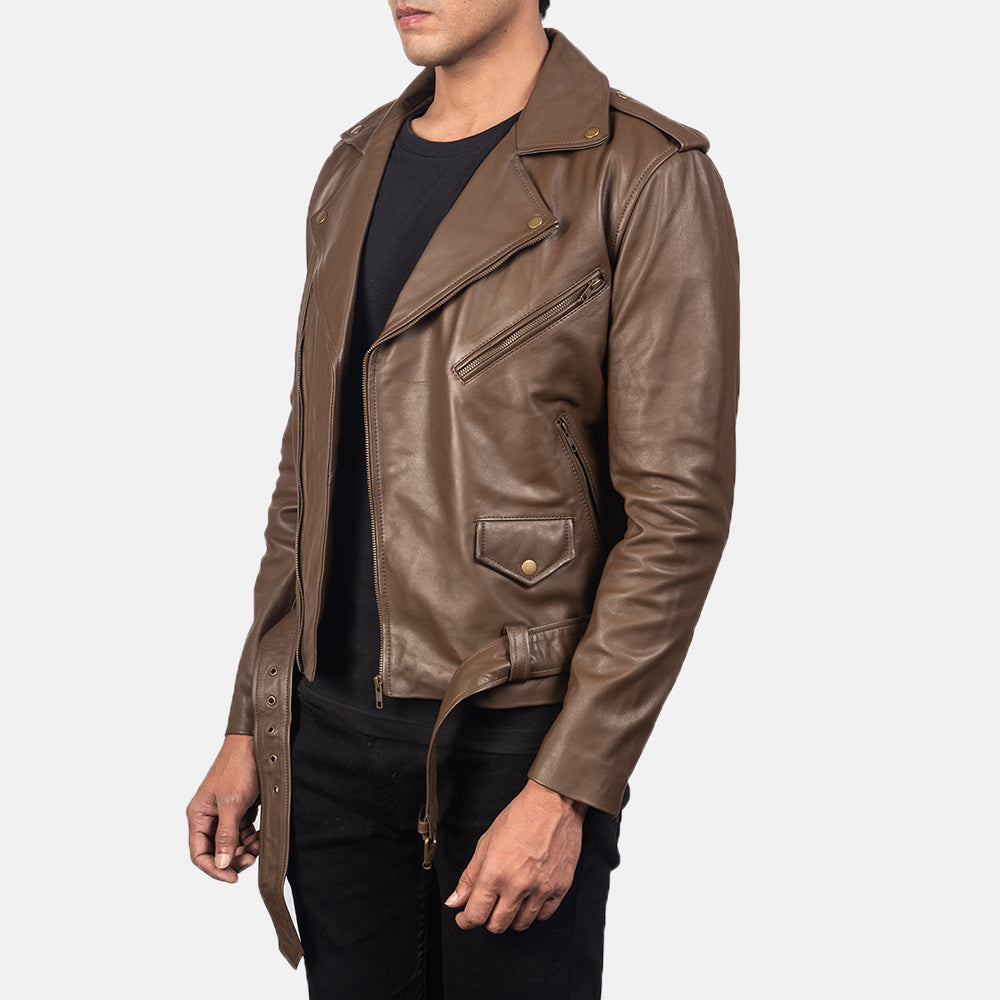 Sowachi Allaric Alley Mocha Leather Biker Jacket