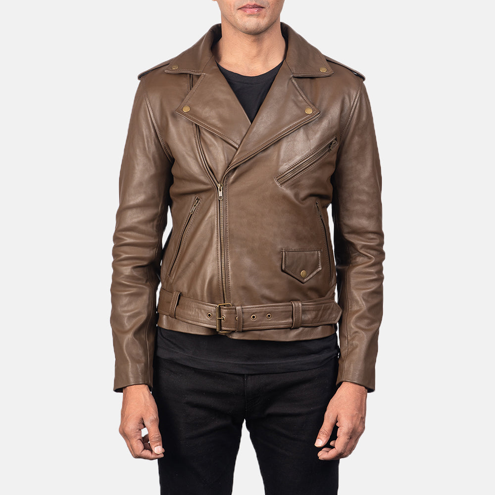 Sowachi Allaric Alley Mocha Leather Biker Jacket