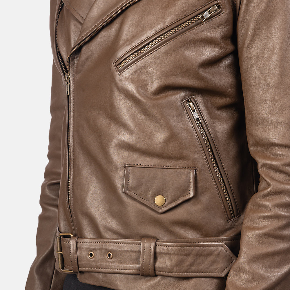 Sowachi Allaric Alley Mocha Leather Biker Jacket