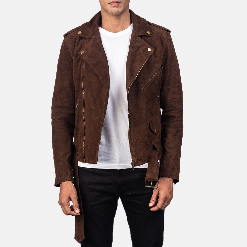 Sowachi Allaric Alley Mocha Suede Biker Jacket