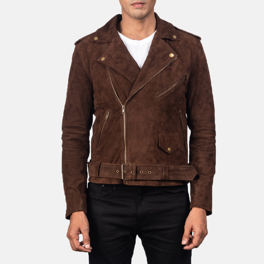 Sowachi Allaric Alley Mocha Suede Biker Jacket