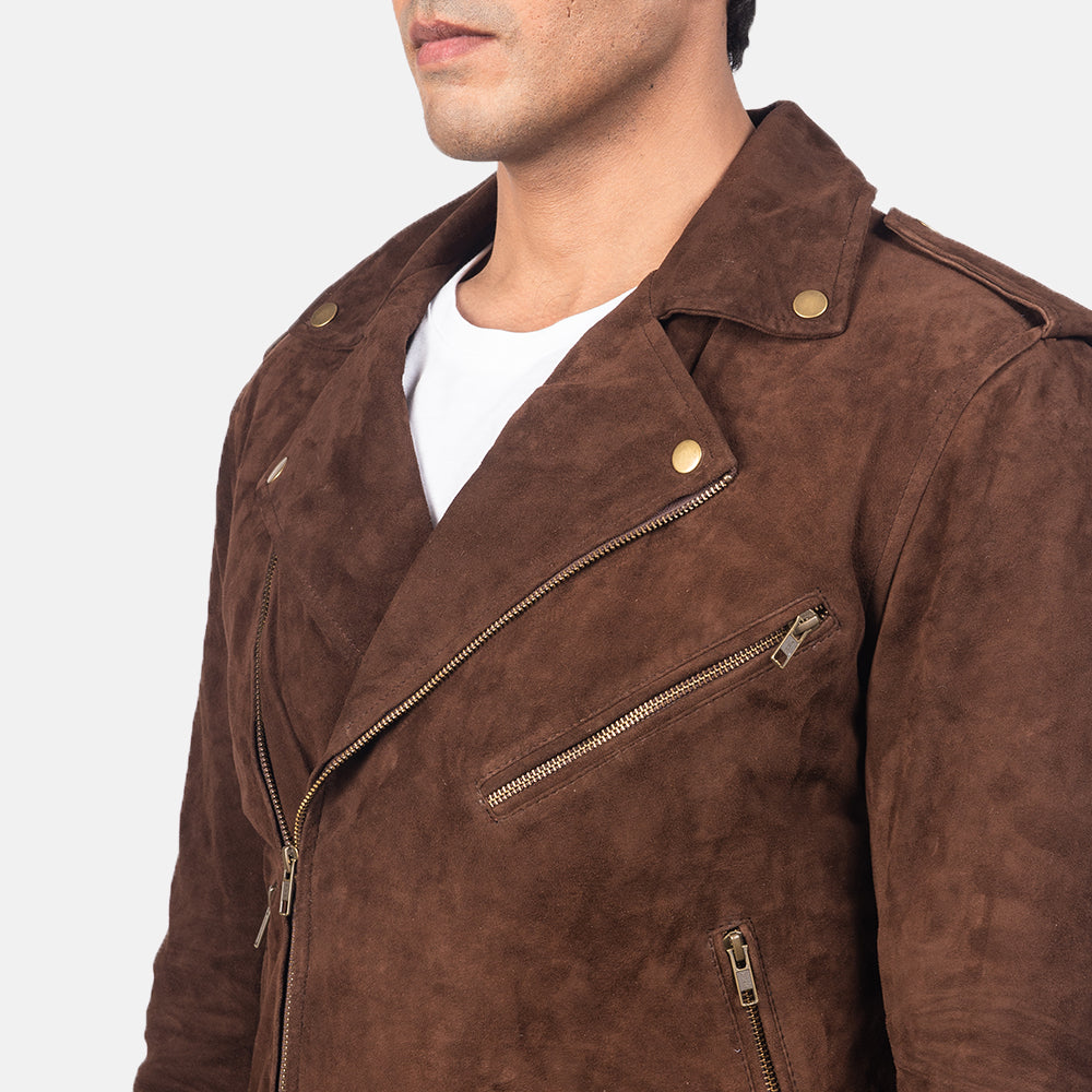Sowachi Allaric Alley Mocha Suede Biker Jacket