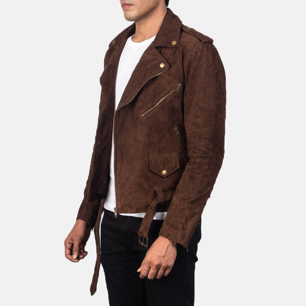Sowachi Allaric Alley Mocha Suede Biker Jacket