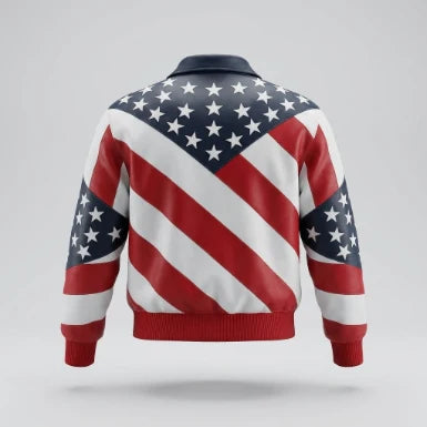 Sowachi American Flag Color Shirt Style Leather Jacket For Men