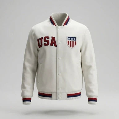 Sowachi American Flag Wool Varsity Jacket For Men