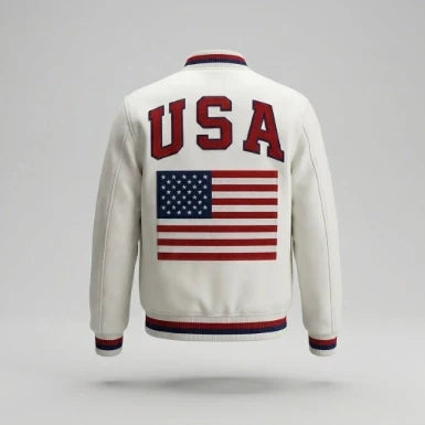 Sowachi American Flag Wool Varsity Jacket For Men