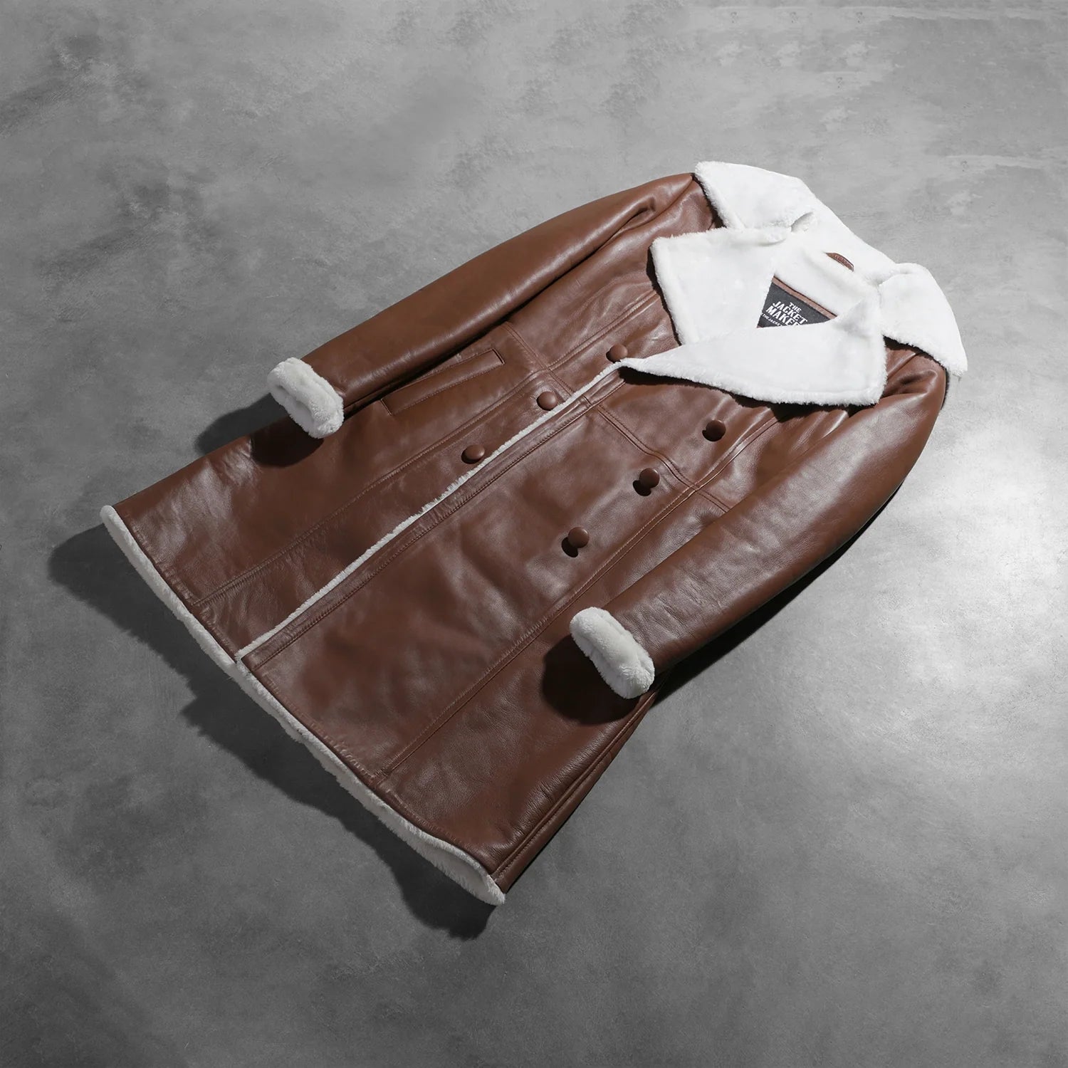 Sowachi Amie Brown Double Breasted Shearling Coat