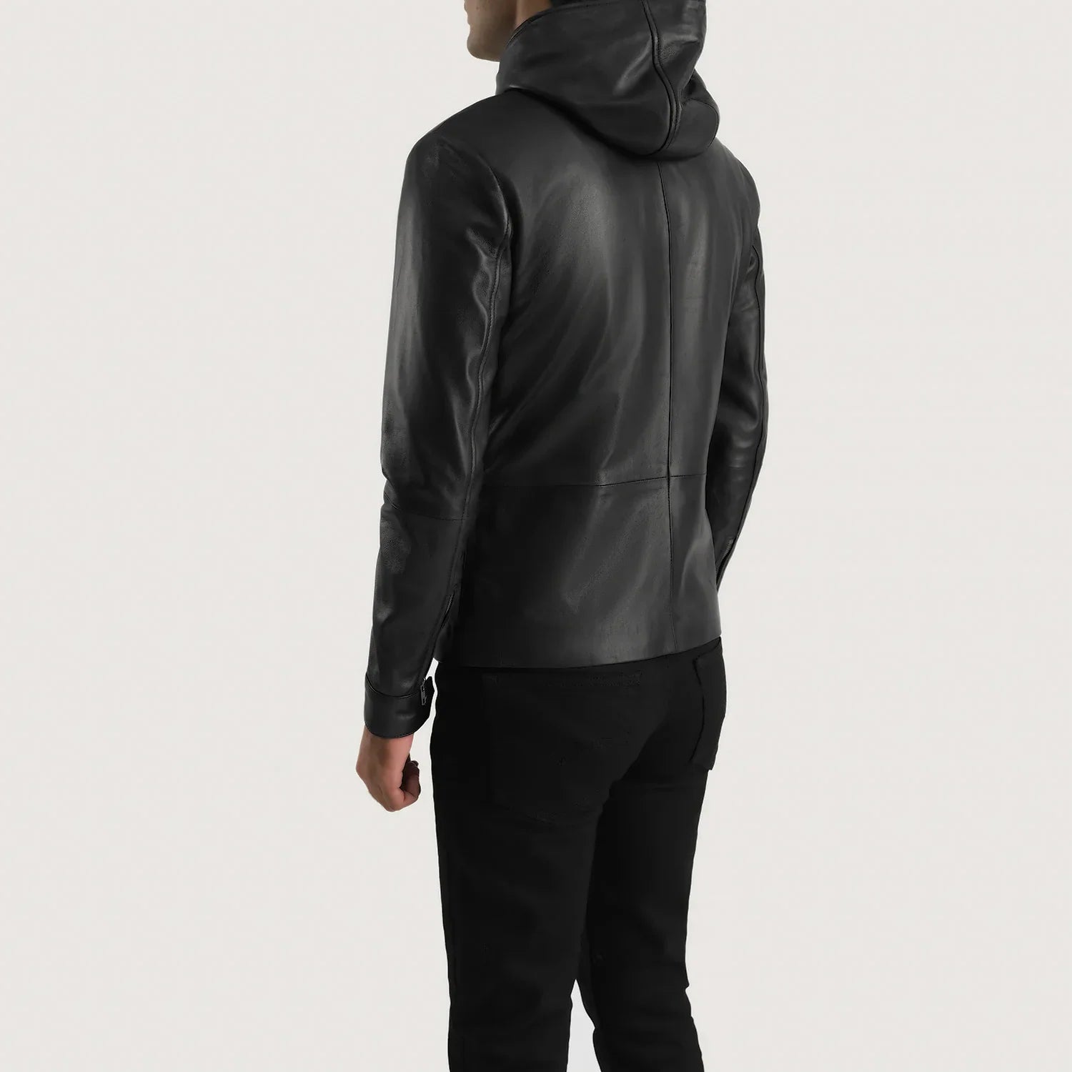Sowachi Andy Matte Black Hooded Leather Jacket