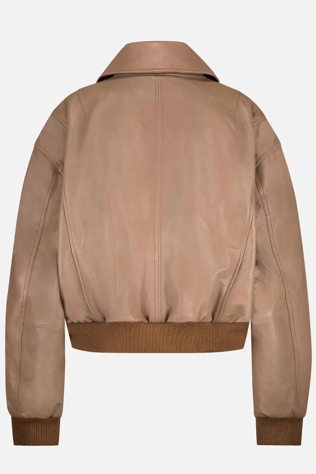 Sowachi Women's Camel Brown Sheepskin Leather Bomber Jacket