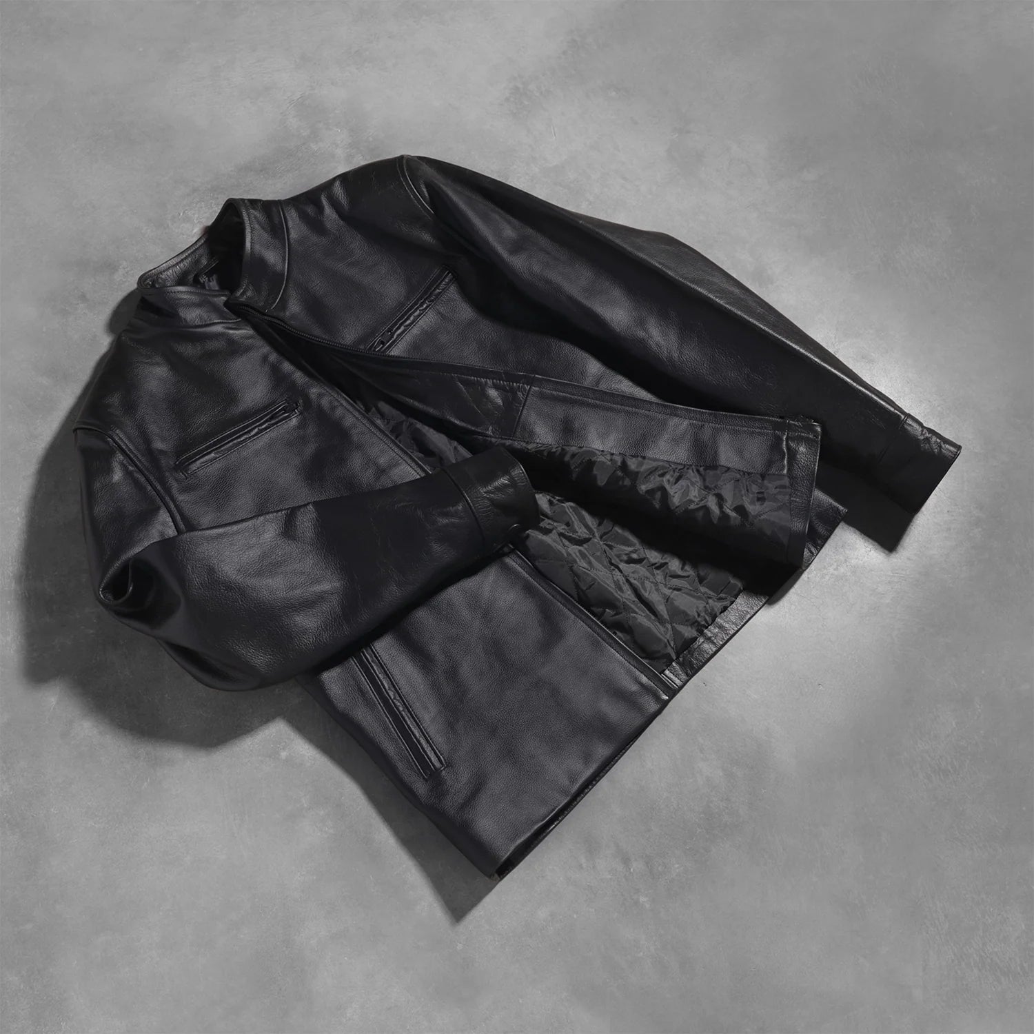 Sowachi Austere Matte Black Leather Biker Jacket
