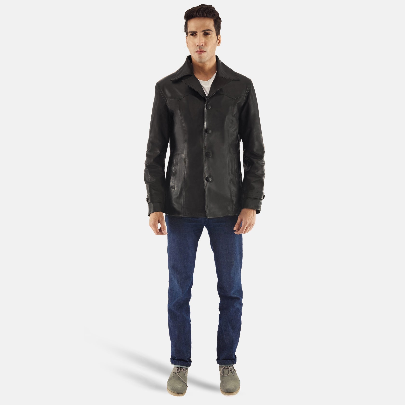 Sowachi Leo Black Leather Coat