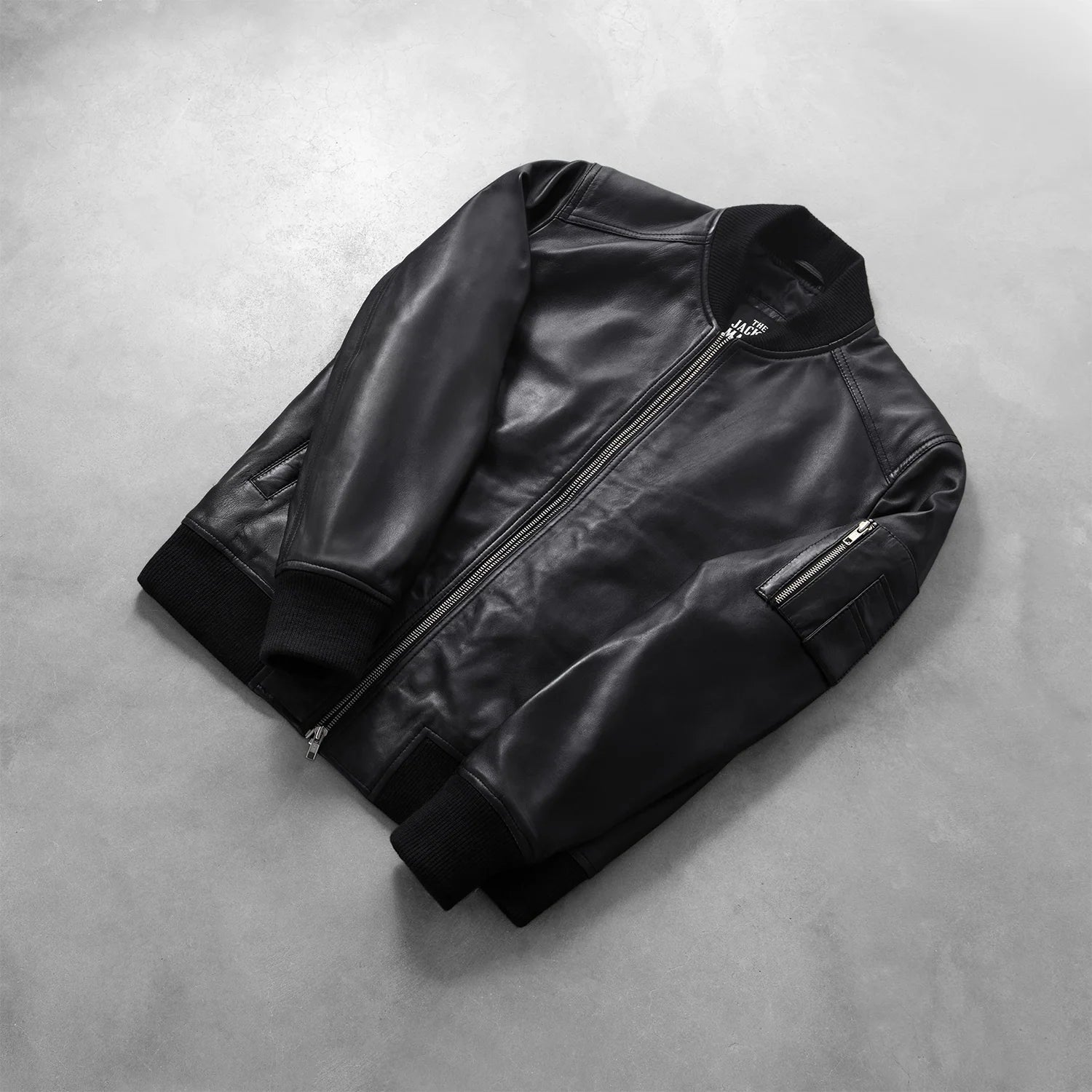 Sowachi Bomia Ma-1 Black Leather Bomber Jacket