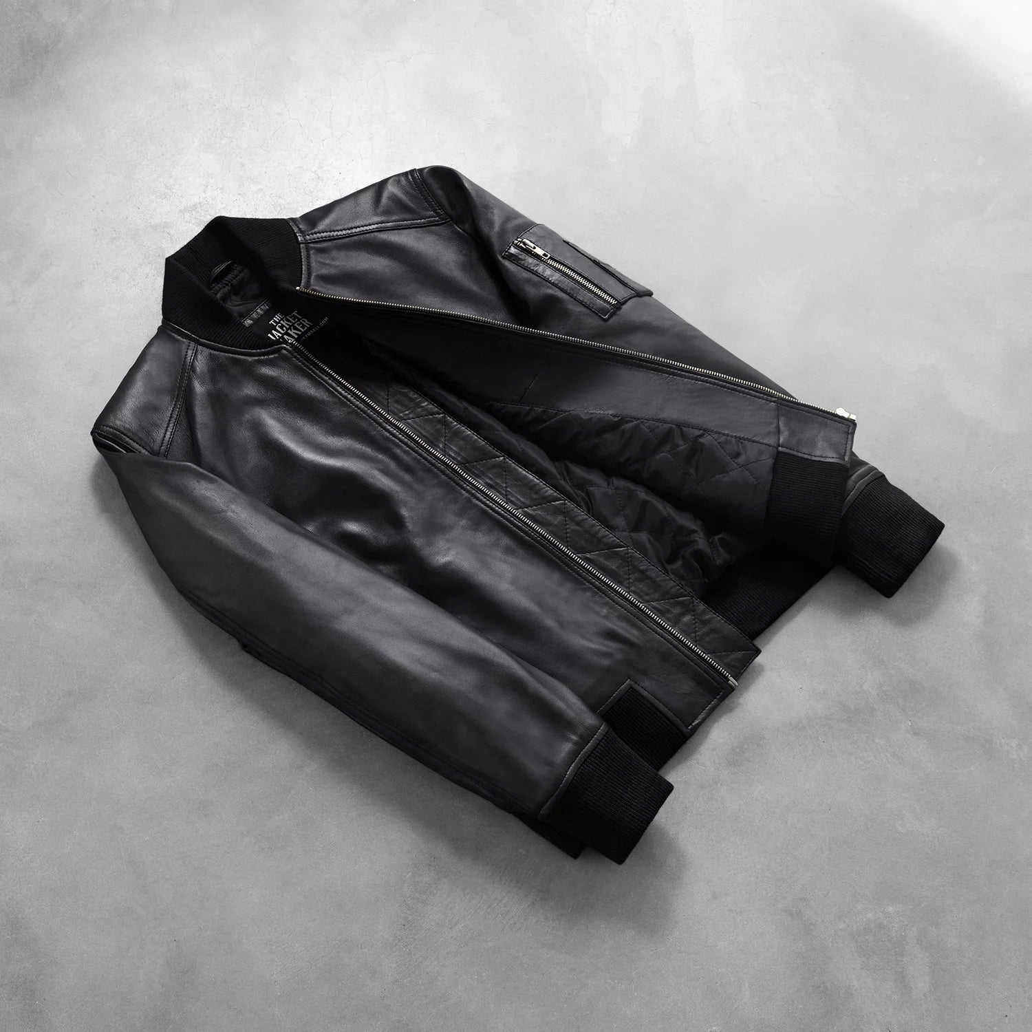 Sowachi Bomia Ma-1 Black Leather Bomber Jacket