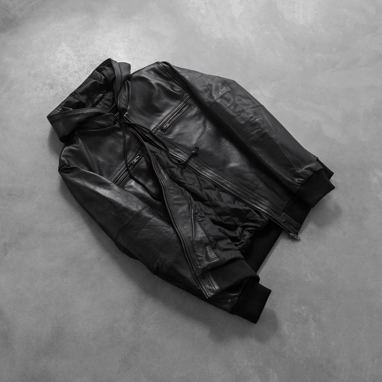 Sowachi Bouncer Biz Black Leather Bomber Jacket