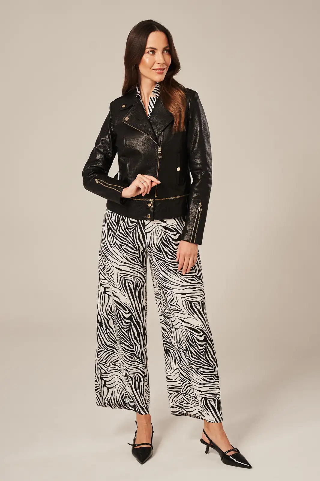 Sowachi Women's Black Sheepskin Leather Biker Jacket