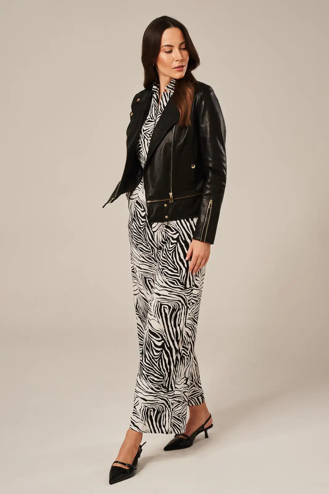 Sowachi Women's Black Sheepskin Leather Biker Jacket