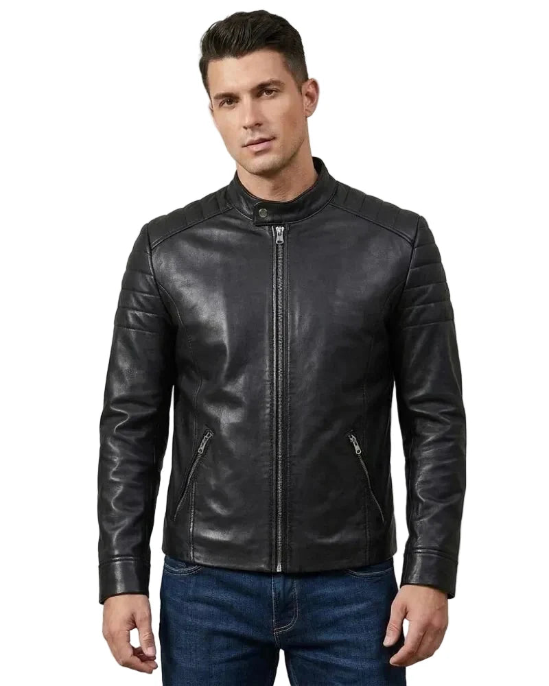 Sowachi Froster - Carrie Men's Black Cafe Racer Style Leather Jacket