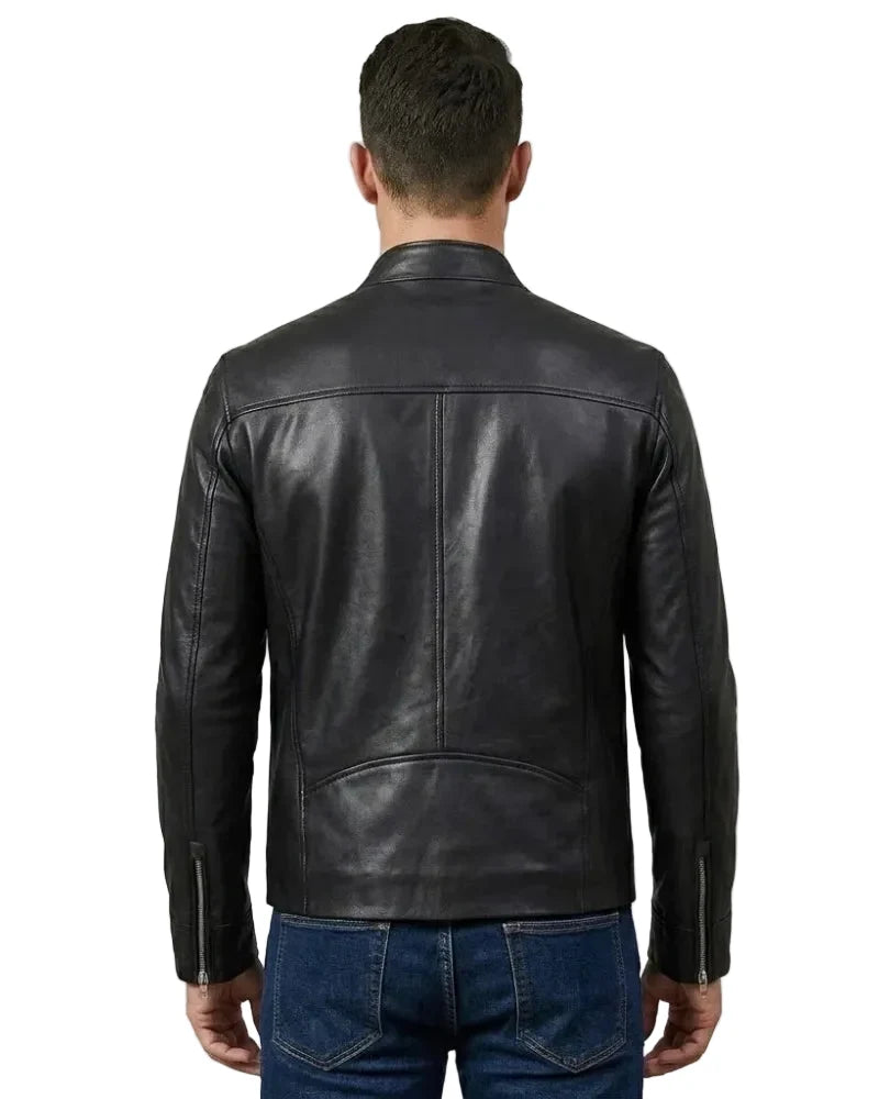 Sowachi Froster - Carrie Men's Black Cafe Racer Style Leather Jacket