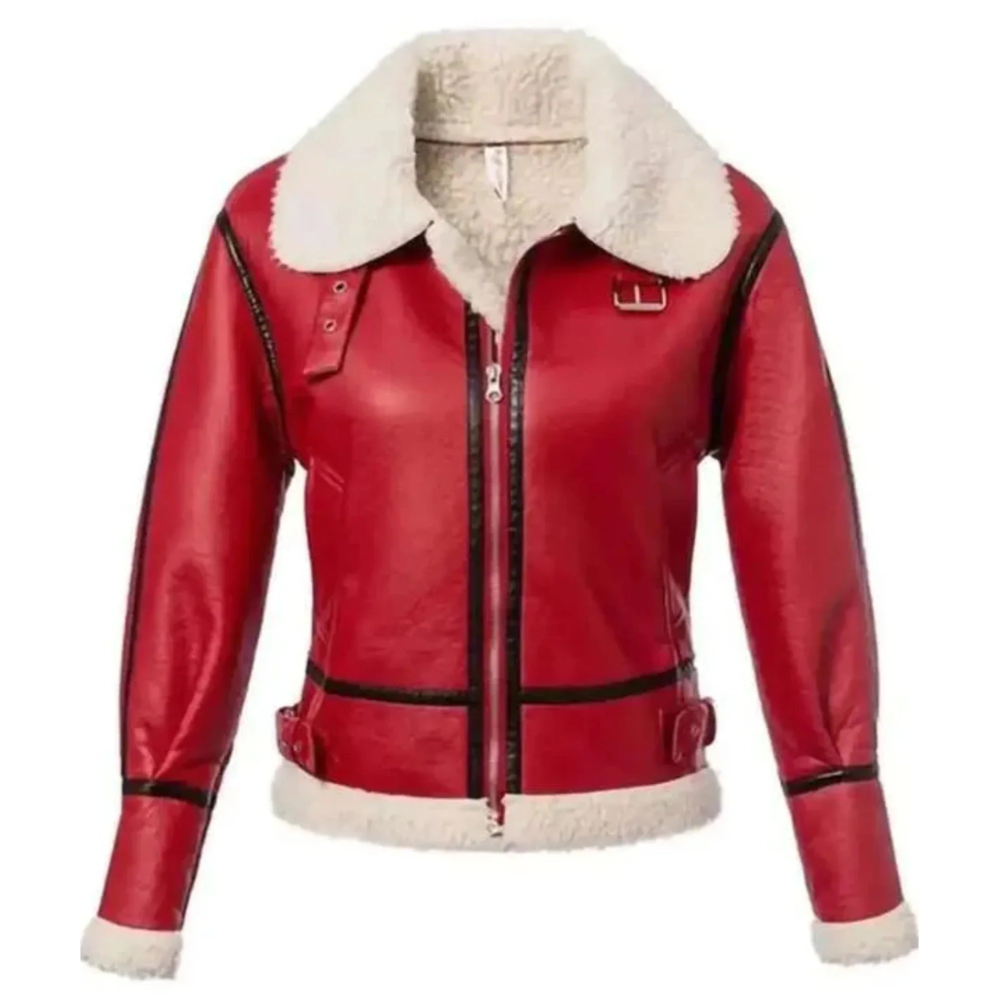 Sowachi Clarivelle - Women's Red Shearling Leather Jacket