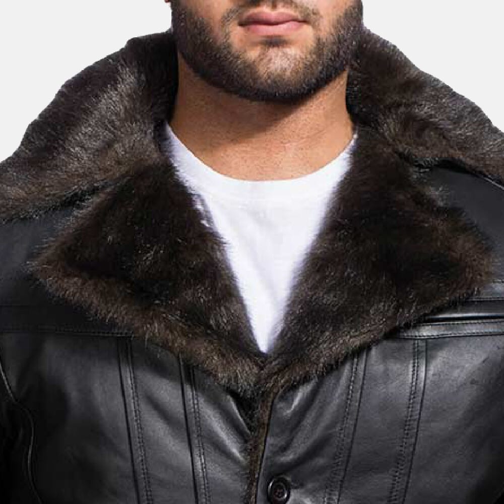 Sowachi Furcliff Black Leather Coat
