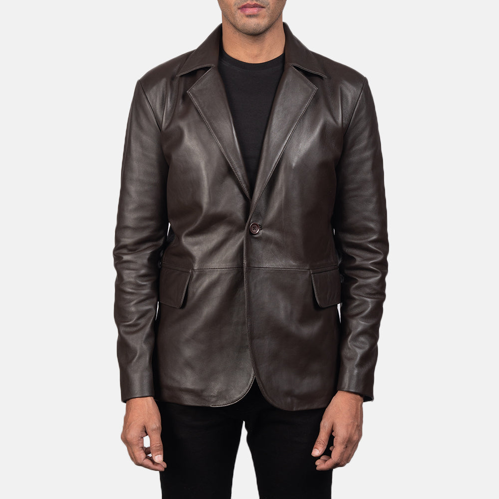 Sowachi Daron Brown Leather Blazer