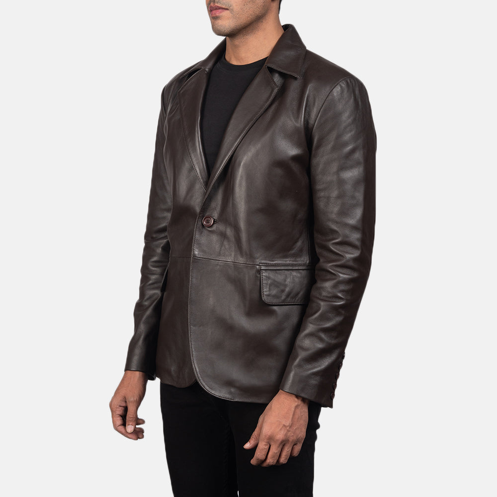 Sowachi Daron Brown Leather Blazer
