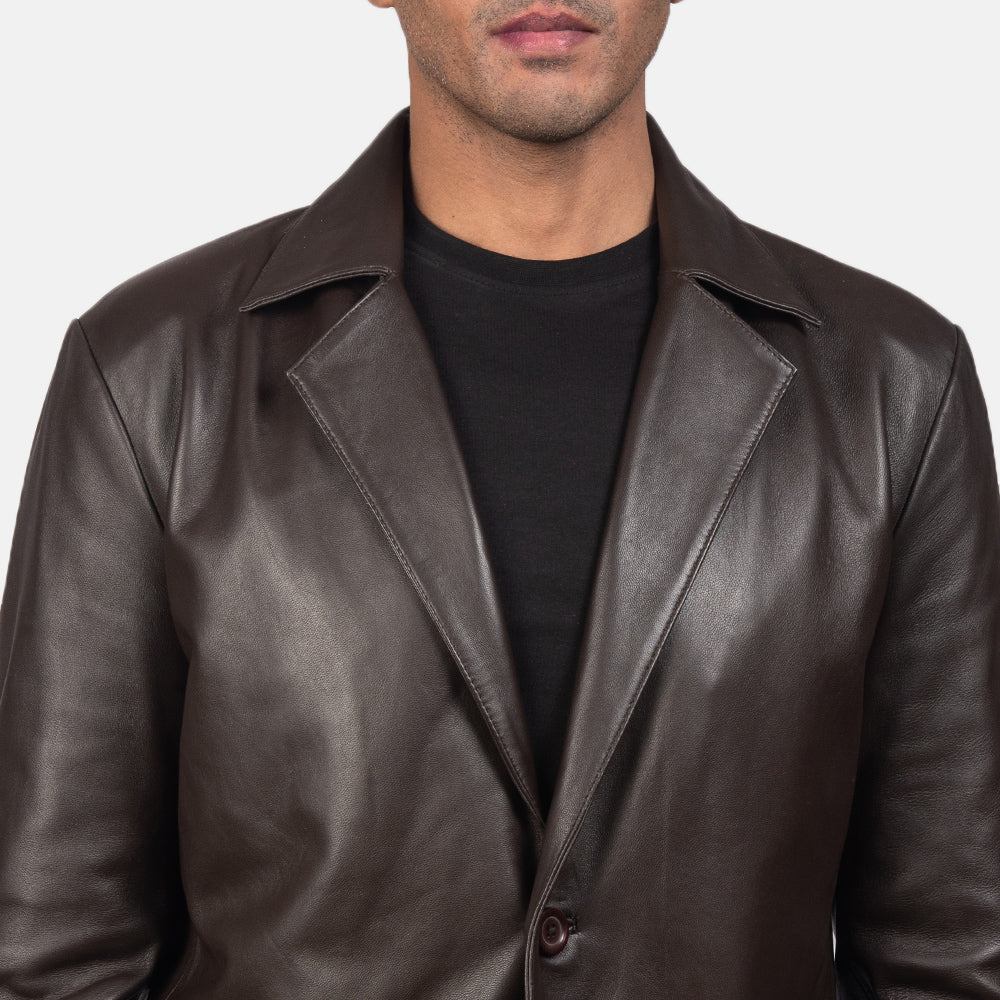 Sowachi Daron Brown Leather Blazer