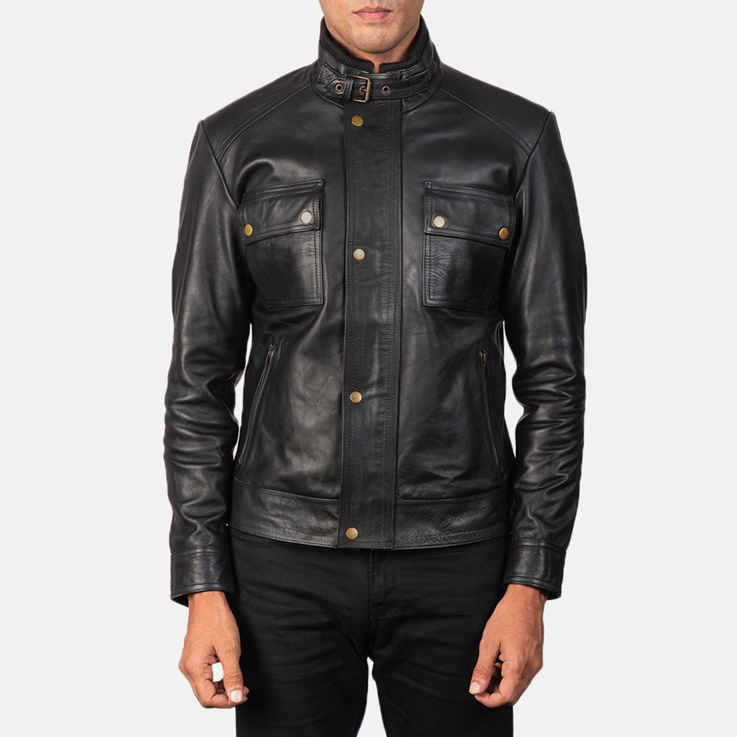 Sowachi Darren Black Leather Biker Jacket