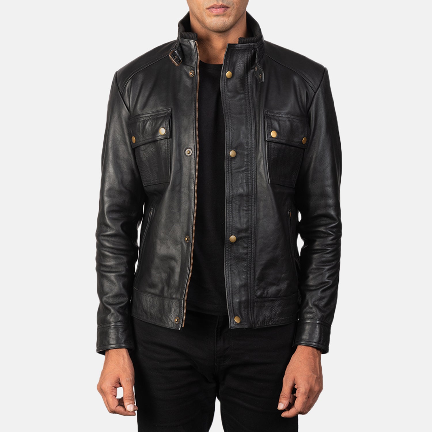 Sowachi Darren Black Leather Biker Jacket